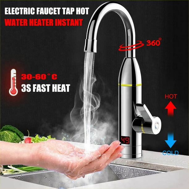 Electric Hot Water Heater Kitchen Bathroom Faucet Instant Heating Chrome Tap B
